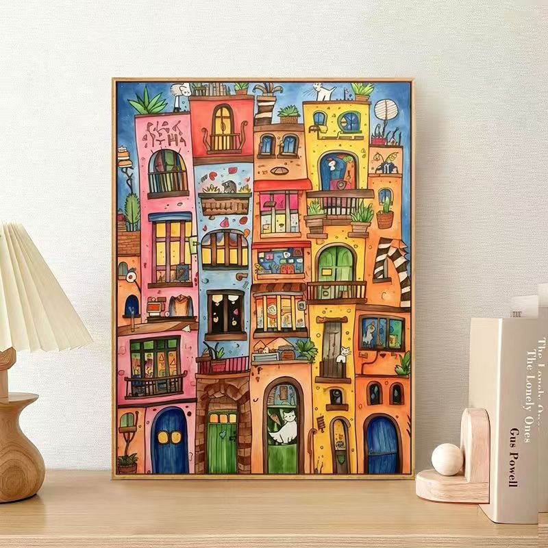 Verspielter Urbaner Landschaft Leinwand Kunstdruck Brehn