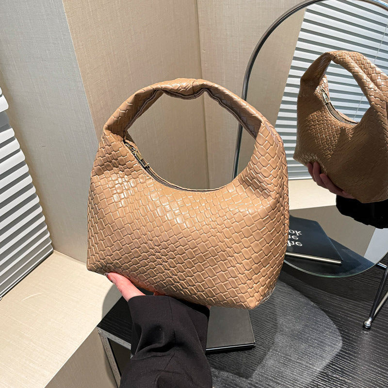 Textured Faux Leder Hobo Tasche Brehn