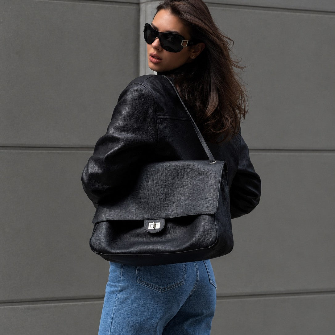 Elegante Leder Schulterhandtasche