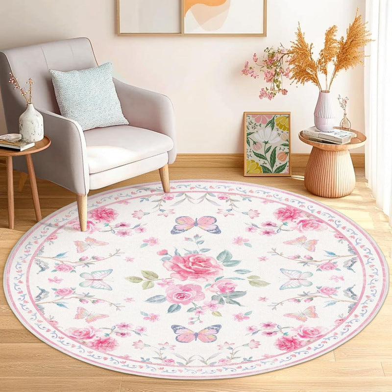 Blumenmotiv runder Teppich