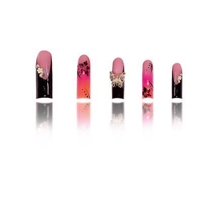 Premium 3D Floral Press-On Nagelkunst Brehn