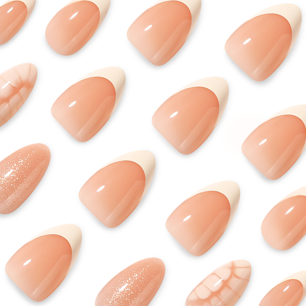 Kunstvolle Nagelverlängerungen mit schimmerndem Glitzer und einzigartigem Design Brehn