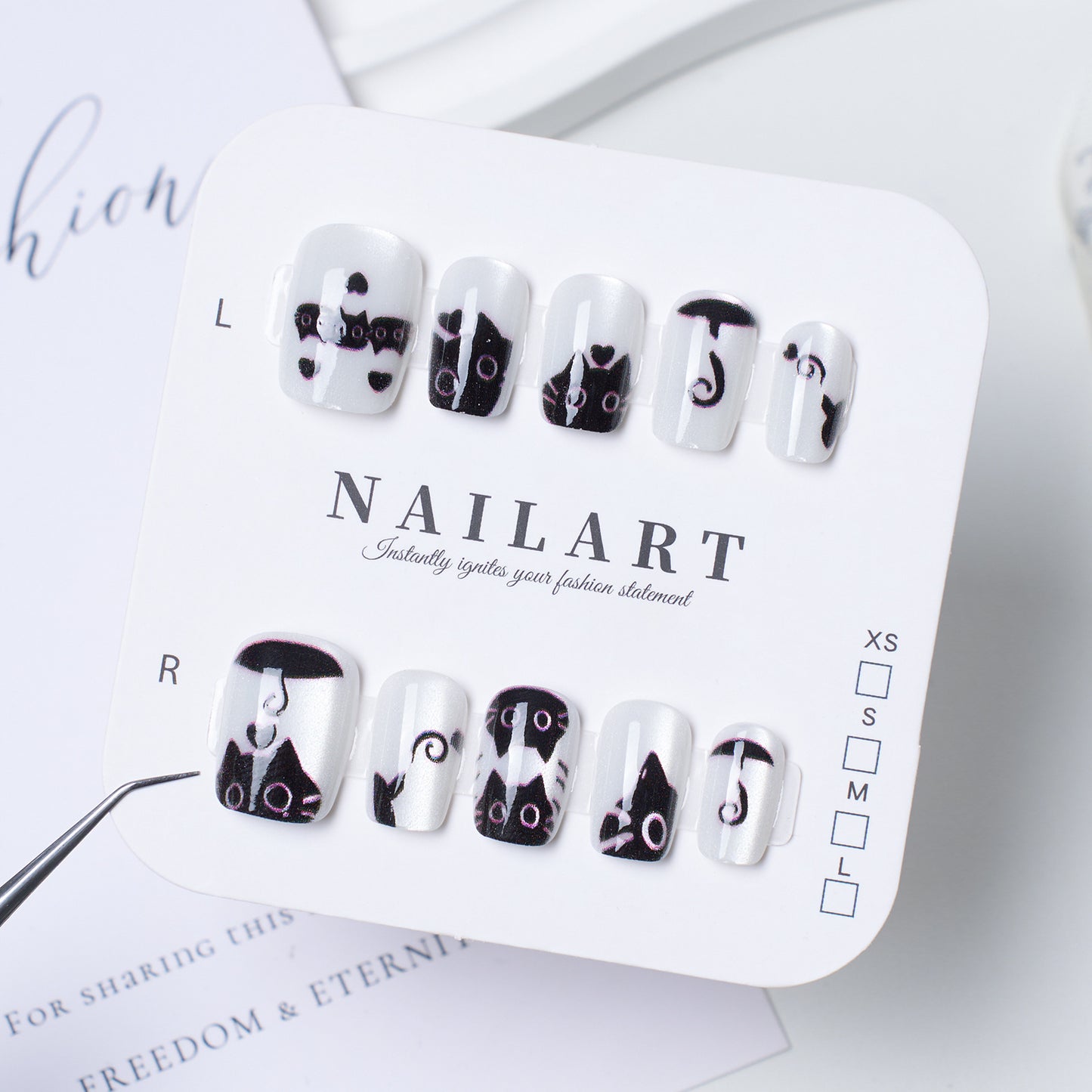Künstlerisches Tier-Themen Press-On Nagelset Brehn