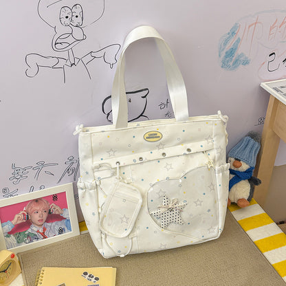 Stylische Multi-Taschen Stern-Applikation Rucksack Brehn