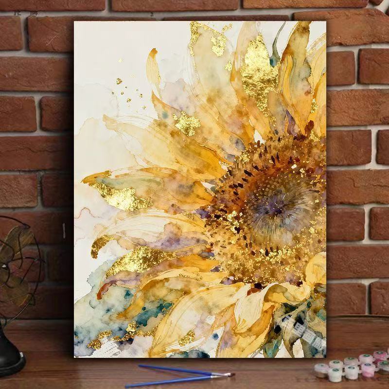 Elegante Sonnenblumen-Aquarell-Leinwandkunst Brehn