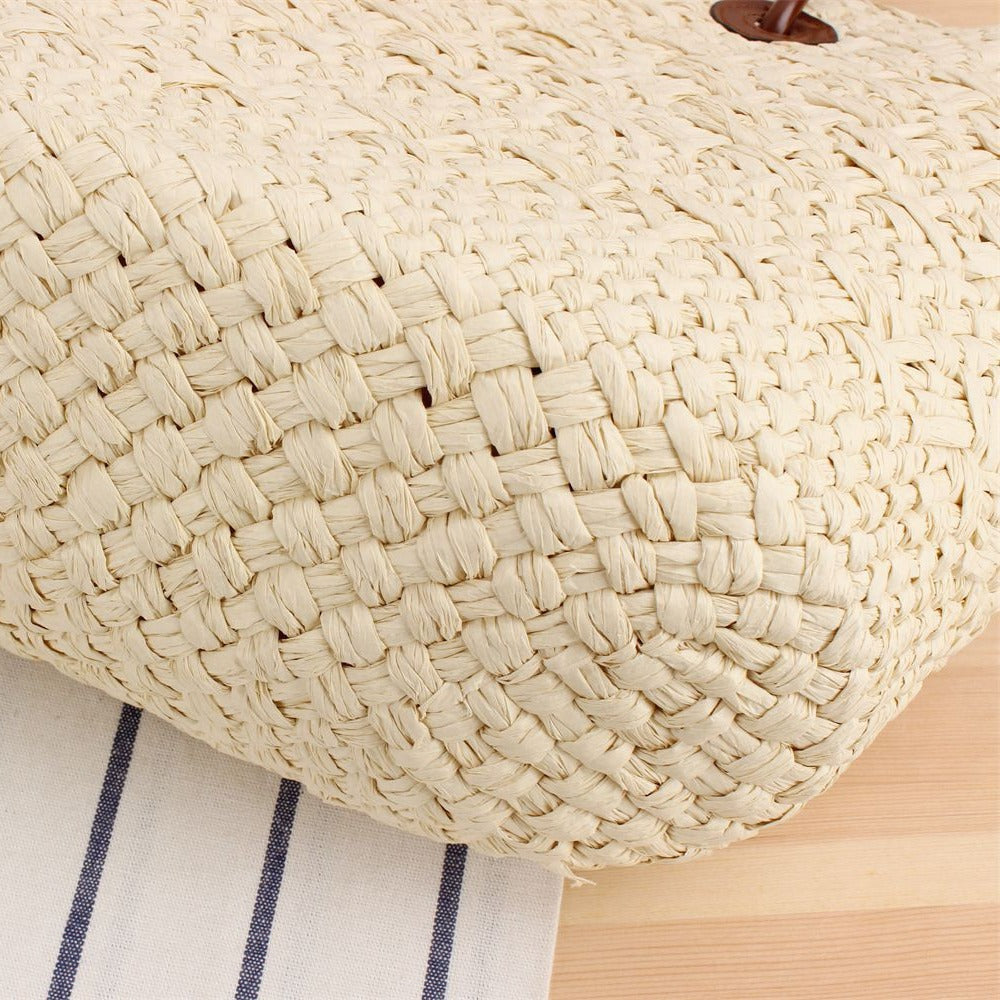 Handgefertigte Strandtasche mit Braunen Ledergriffen Brehn