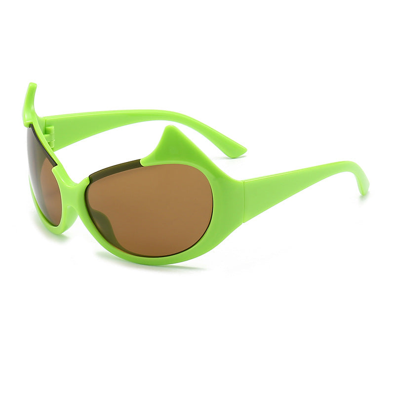 Damen extravagante modische Sonnenbrille mit markanten geschwungenen Rahmen Brehn