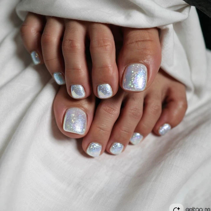 Premium Glitzerndes Pediküre Press-On Nagelset Brehn