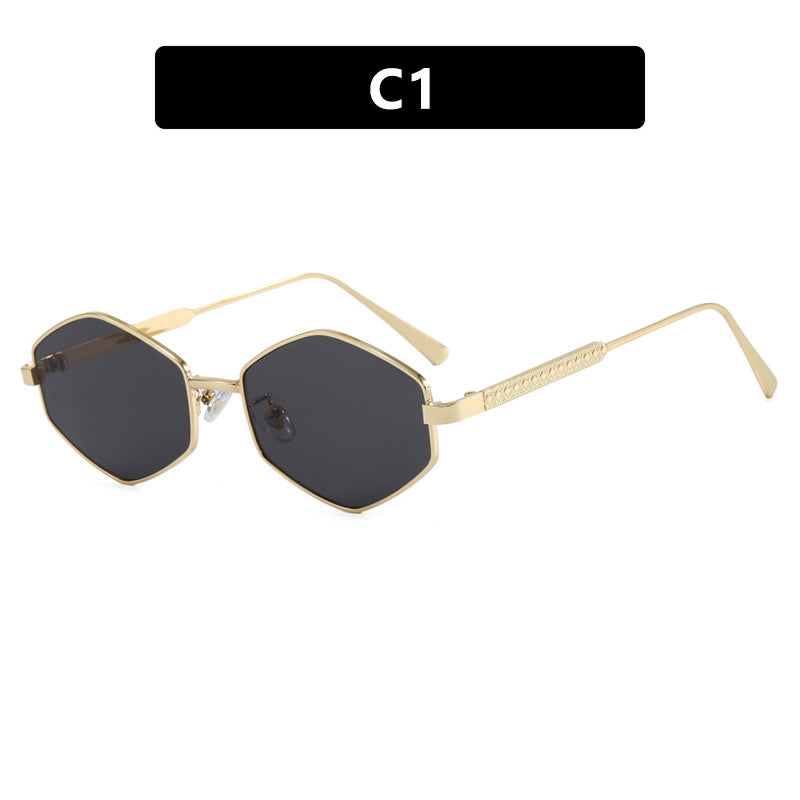 Damen hexagonale Sonnenbrille mit eleganten Metallakzenten und UV-Schutz Brehn