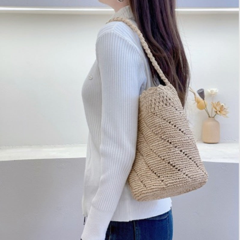 Damen Handgefertigte Basttasche mit eleganter Struktur Brehn