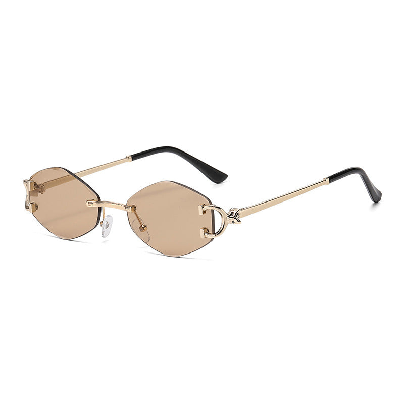 Damen futuristische Sonnenbrille mit auffälligem Hexagonalrahmen und hochwertigen Glitzerakzenten Brehn