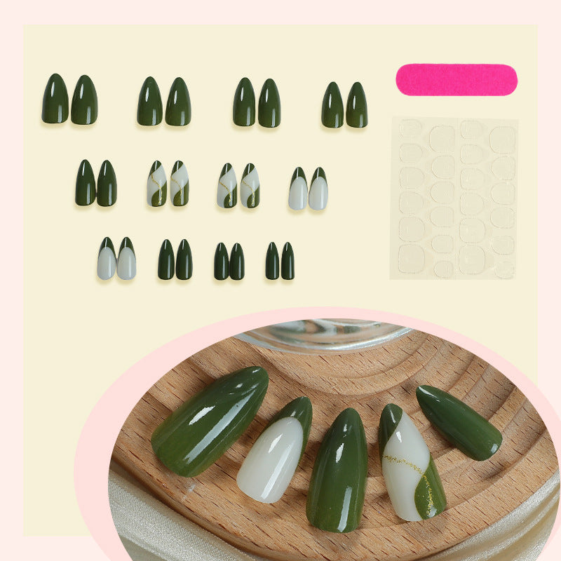 Künstlerisches Press-On-Nagelset mit elegantem geometrischen Design Brehn