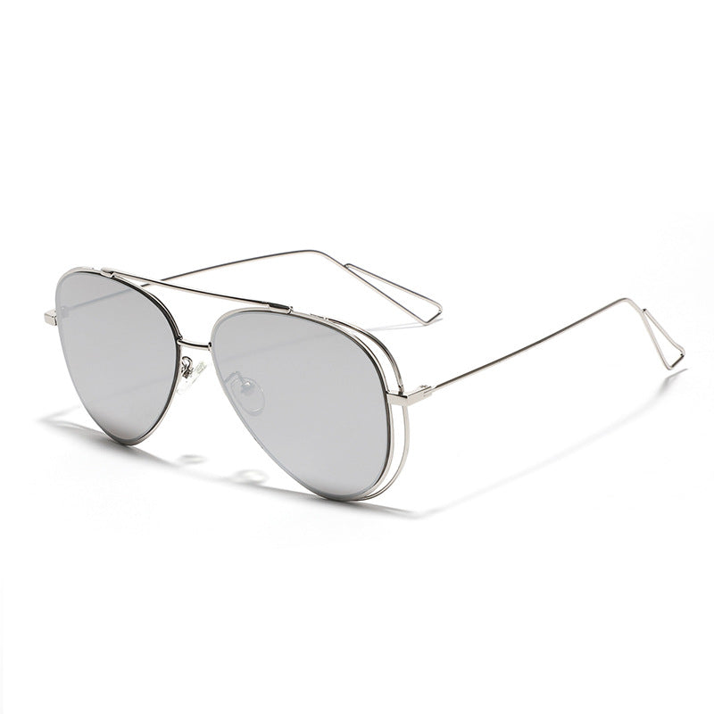 Damen Retro-flieger Sonnenbrille mit silbernem Metallrahmen und verspiegelten Gläsern Brehn