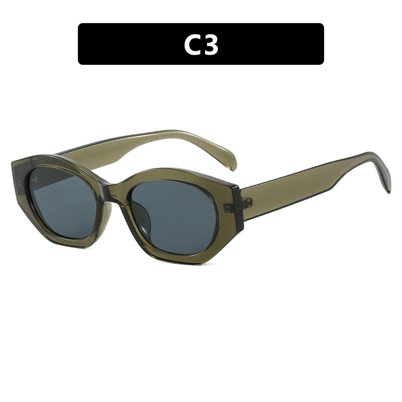 Damen geometrische Sonnenbrille mit trendigem, transparentem Rahmen Brehn