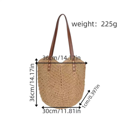 Strandtasche mit Modischem Flechtmuster und Robusten Lederriemen Brehn