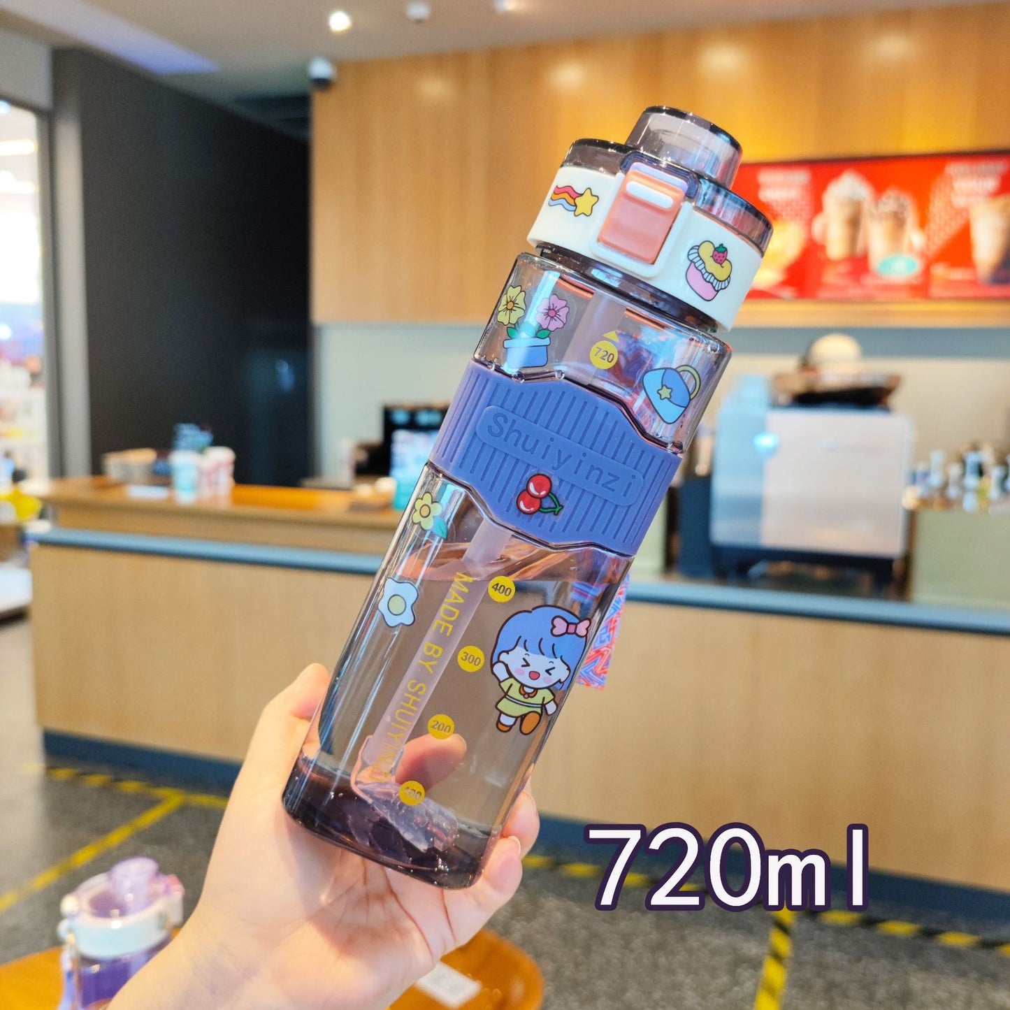 Damen kreative Trinkflasche mit innovativem Sichtfenster und Motivationsmarkierungen Brehn