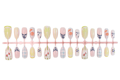 Kunstnagelset mit bunten Obst- und Blumenmotiven Brehn