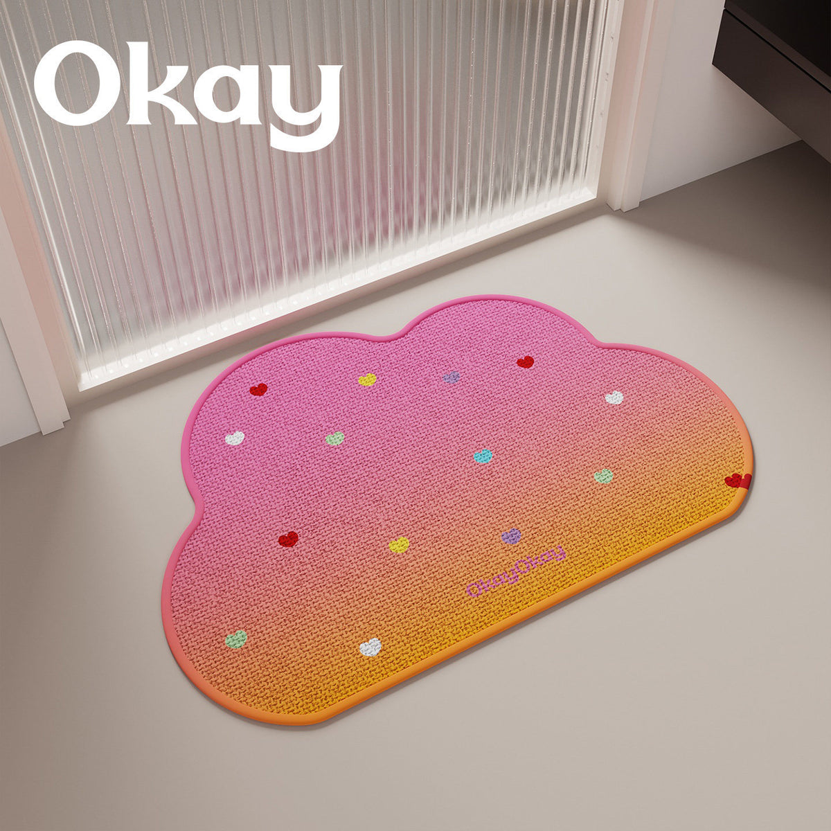 Cloud-Shaped Plush Microfiber Absorbent Non-Slip Bath and Entry Rug