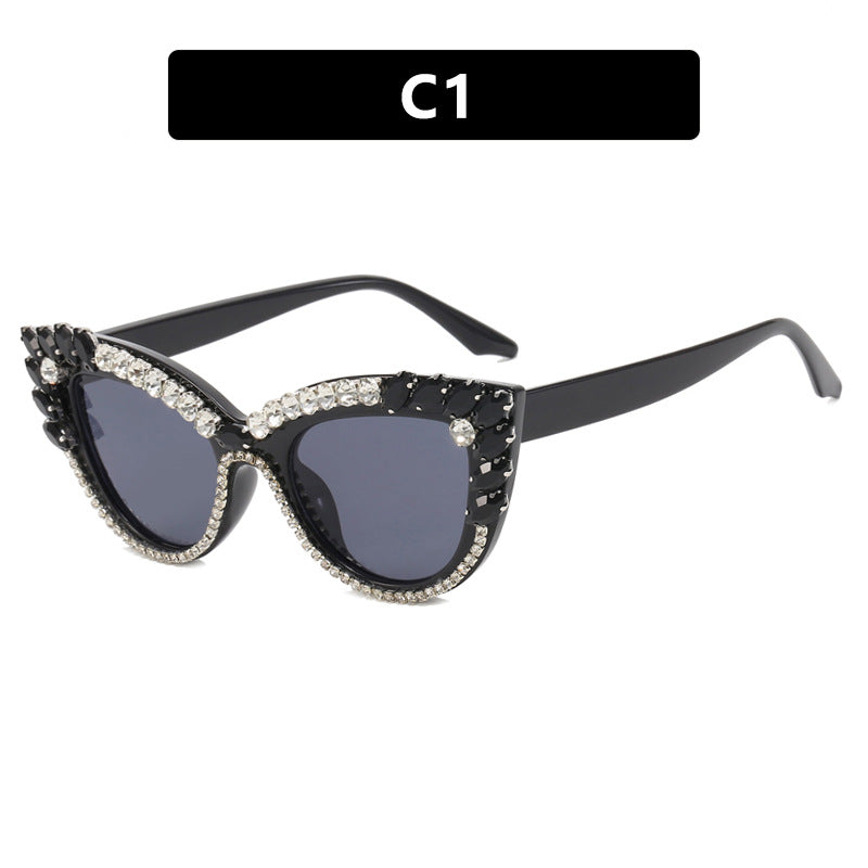Damen extravagante Cat-Eye Sonnenbrille mit funkelndem Strassbesatz Brehn