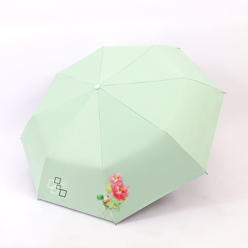Damen Falt-Regenschirm mit elegantem Blumenmotiv Brehn