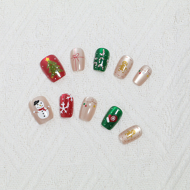 Festliches, ferie-themed Press-On Nail Art Set Brehn