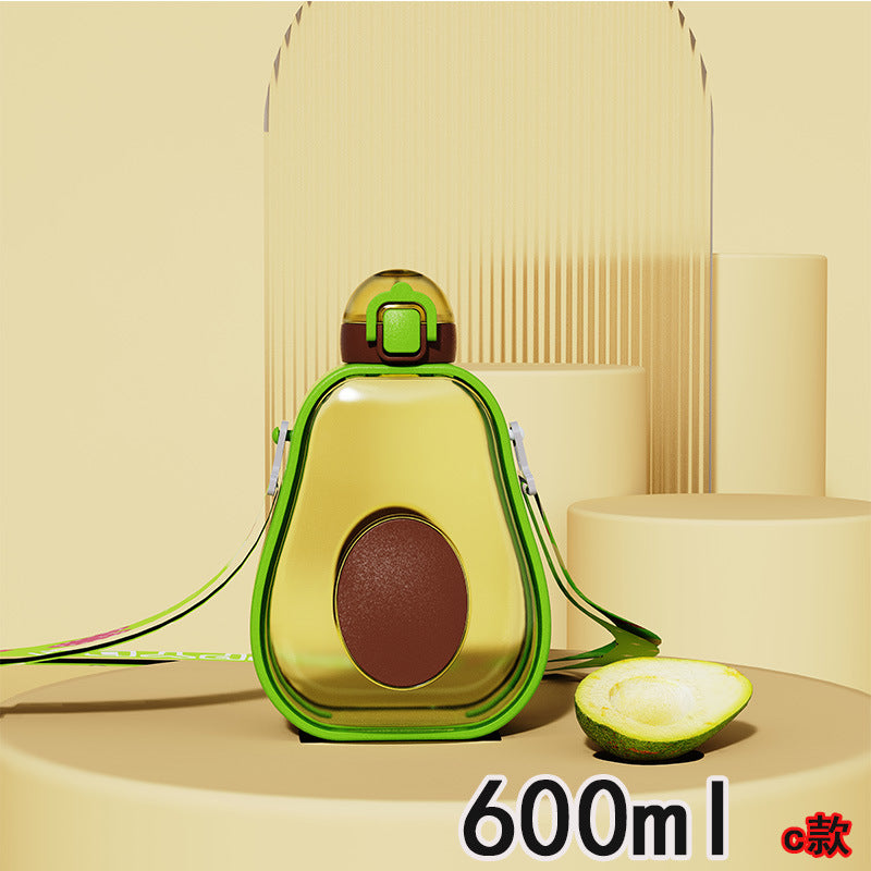 Damen Avocado Trinkflasche mit auslaufsicherem Verschluss und integriertem Tragegurt Brehn