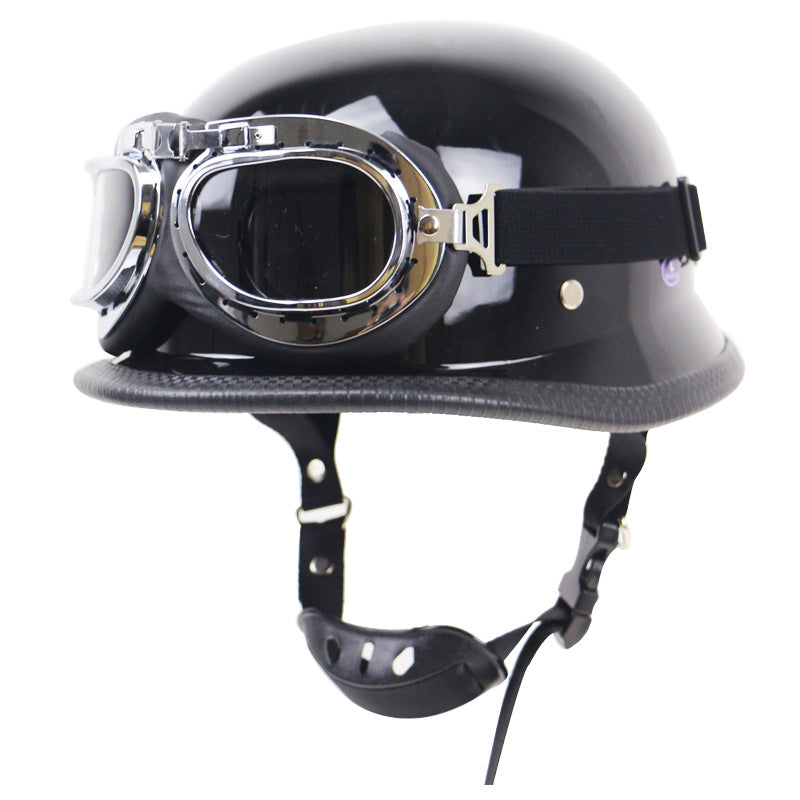 Vintage-Motorradhelm mit schützenden Goggles Brehn