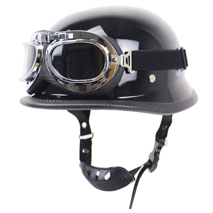 Vintage-Motorradhelm mit schützenden Goggles Brehn