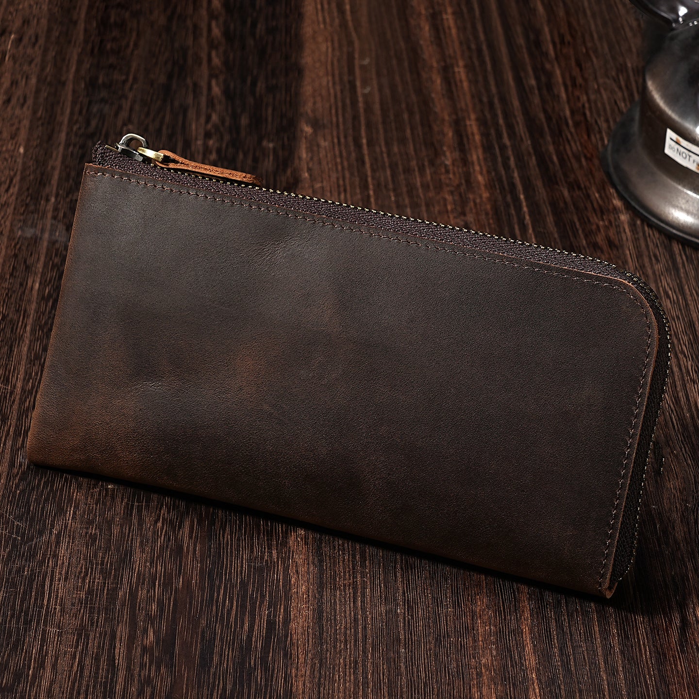 Premium Leder Reißverschluss Reise-Wallet