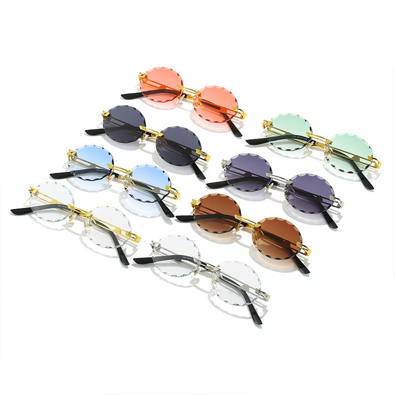 Damen runde Sonnenbrille mit einzigartigem Wellendesign und hochwertigem Metallrahmen Brehn