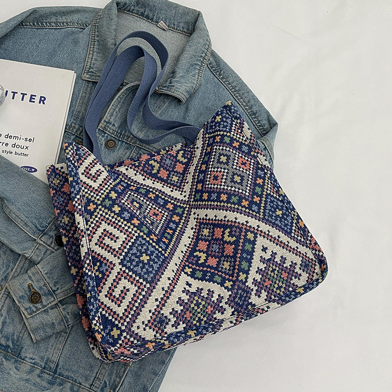 Handgefertigte geometrisch gemusterte Tote Bag