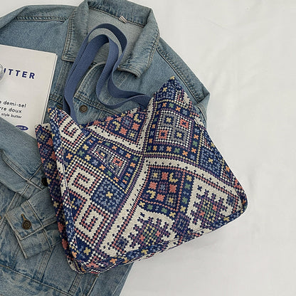Handgefertigte geometrisch gemusterte Tote Bag