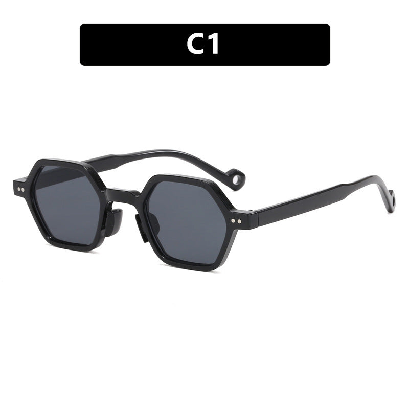 Damen hexagonale Sonnenbrille mit transparentem Rahmen Brehn