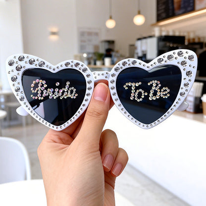 Rhinestone-besetzte Herzförmige Sonnenbrille Brehn
