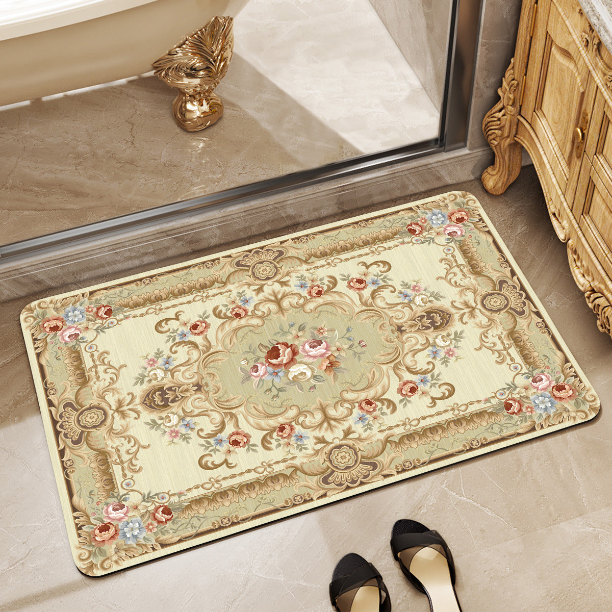 Elegante Blumenmuster-Badematte Brehn