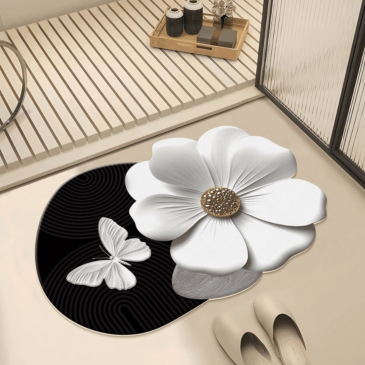 Künstlerische Blumenbadmatte Brehn