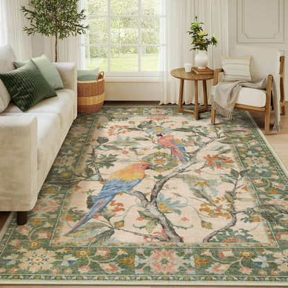 Verschnörkelter Vogel Design Teppich