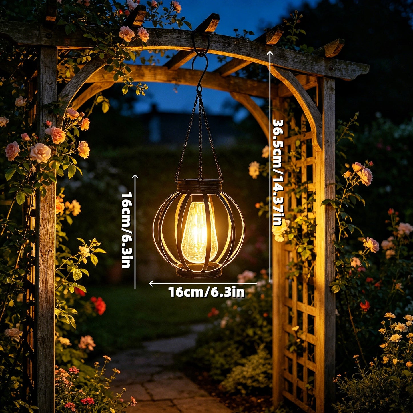 Outdoor Hängende Metallkäfig Pendelleuchte Mit Verstellbarer Kette Und Vintage Glühfaden LED Brehn