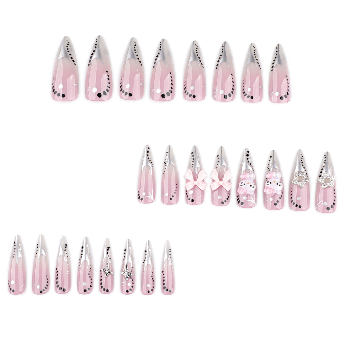 Kunstvolle Nagelverlängerungen mit glamourösem Dekor Brehn