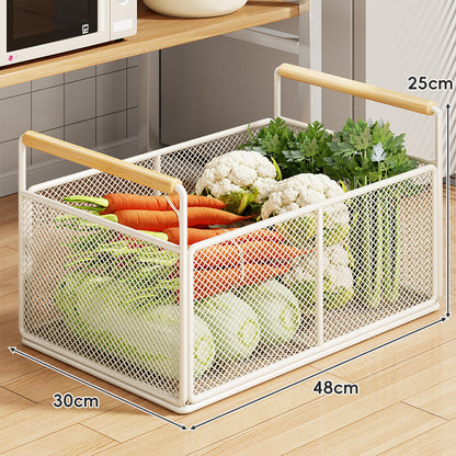 Rollwagen aus Mesh mit Holzgriffen