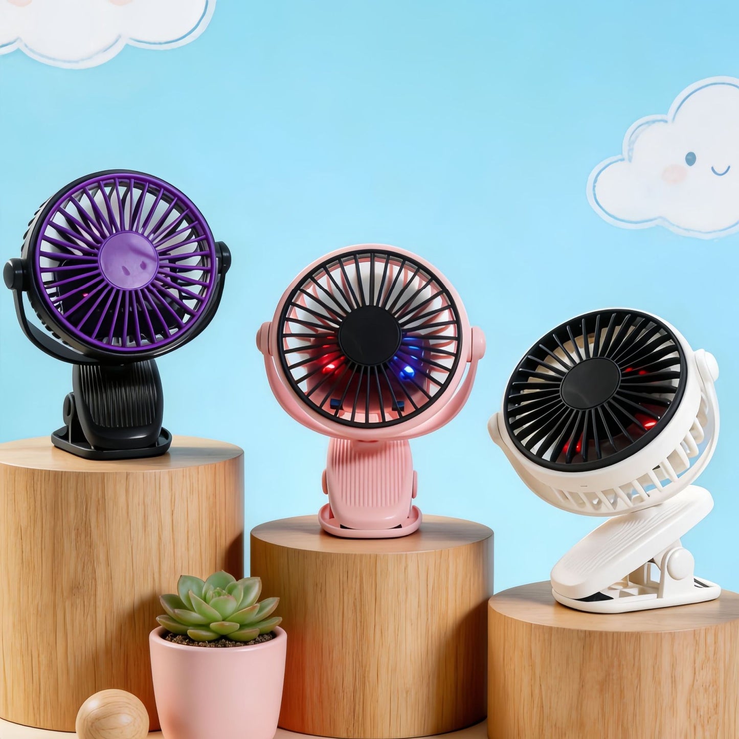 Damen tragbarer Tischventilator mit flexibler Neigung und USB-Anschluss Brehn