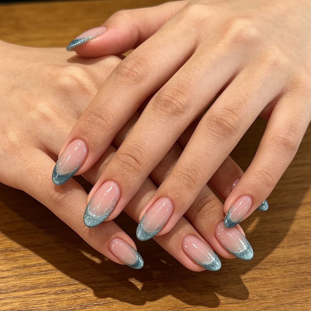Gradient Glitter French Tip Nagelverstärkungen Brehn