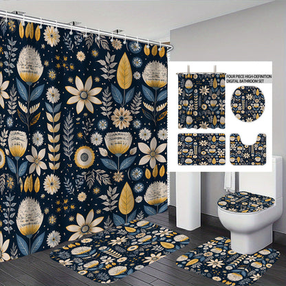 Digital Floral Theme Badezimmer Dekor Set Brehn