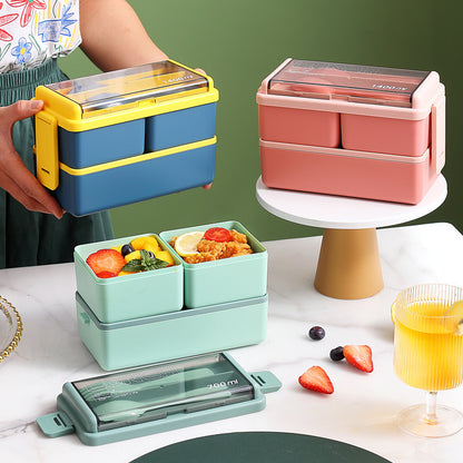 Multifunktionale Lebensmittelaufbewahrung Lunchbox mit integriertem Besteckset