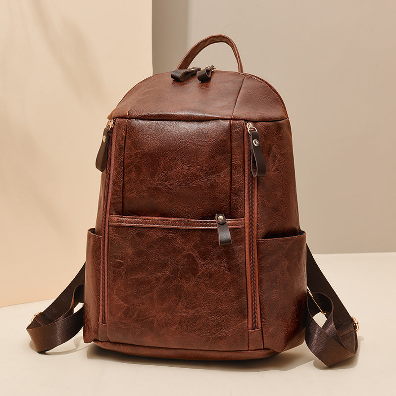 Elegante Multi-Compartt Faux-Leder-Rucksack Brehn