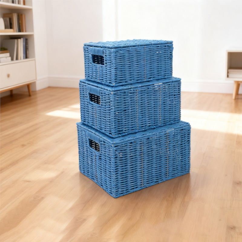 Damen Aufbewahrungskorb aus geflochtenem Material mit integrierten Deckeln Brehn