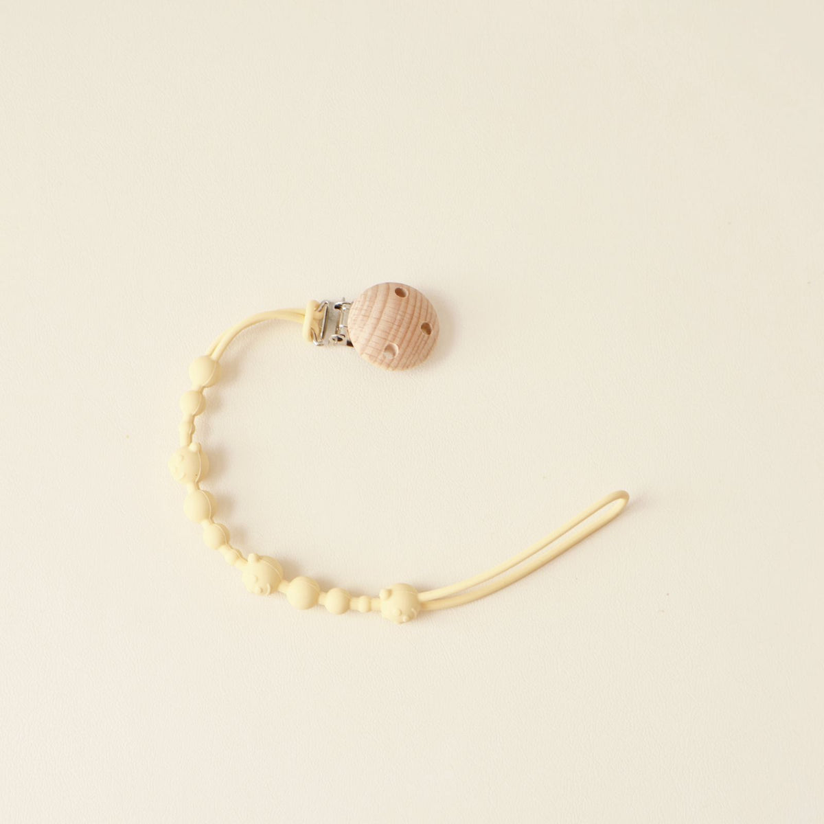 Silikonperlen Schnuller- und Beißringclip mit holz Sicherheitsclip