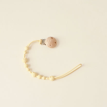 Silikonperlen Schnuller- und Beißringclip mit holz Sicherheitsclip