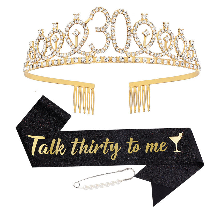 Damen Kristallverzierte Geburtstagskrone mit personalisiertem Sash Brehn