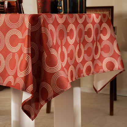 Rechteckige Tischdecke mit retro-geometrischem Kreisprint aus pflegeleichtem Baumwollmix Brehn